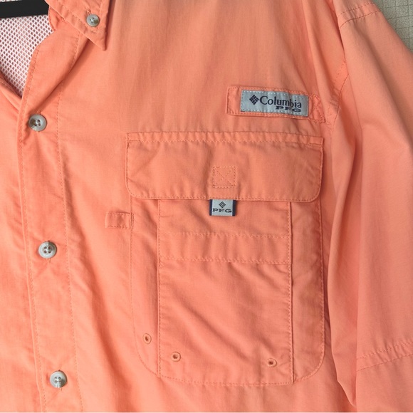 Columbia PFG Breathable Long Sleeve Fishing Shirt Mens XL Dark Peach Custom Logo - Picture 3 of 16